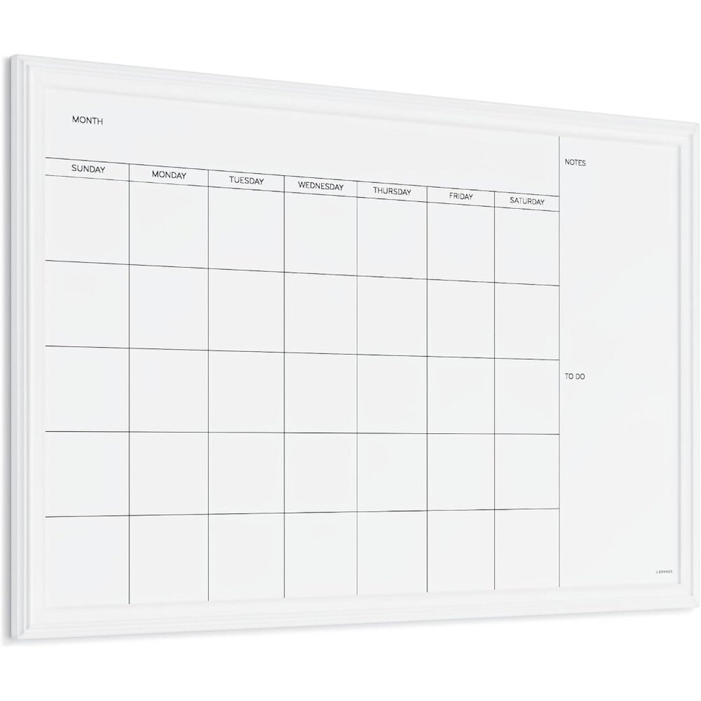 Magnetic Dry Erase Calendar White Board, 30" x 20", White Wood Style Frame, Incl